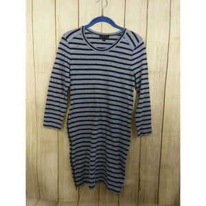 J. Crew Womens XSmall Blue Striped side-zip Long Sleeve T-shirt Dress C1037